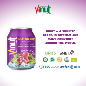 250ml Refrescante Tropical Venta caliente Bebida de jugo de uva roja con pulpa Lista para enviar Hecho en la fábrica de Vietnam (OEM, ODM) - Product Image 5