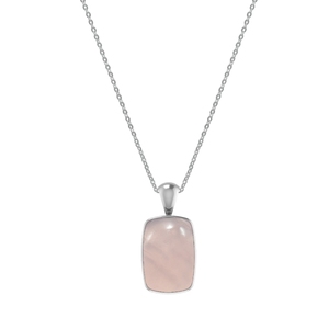 Premium High Finish 925 Sterling Silver Fine Pendant Rose Quartz Gemstone Three Shapes Spring <b>Lock</b> Adjustable Bezel Setting - Product Image 4