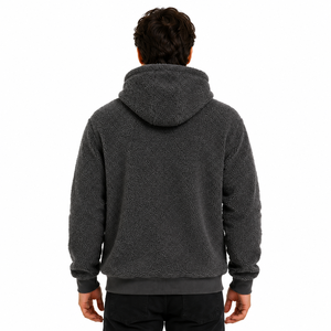 Sweat-shirt à capuche en sherpa pour homme avec logo personnalisé, poche kangourou, couleur unie, sweat-shirt en sherpa personnalisé pour homme - Product Image 2
