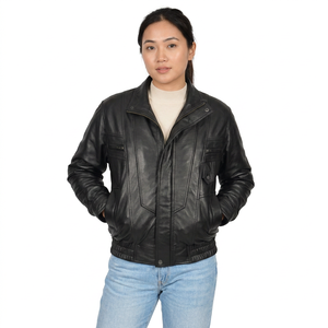 Professional Manufacturer Made Winter Warm Men's High Street Vintage Leather Biker <b>Jacket</b> Waterproof Breathable Plain Dyed - Product Image 2