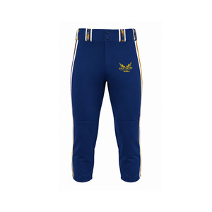 Pantalon de baseball marine pour homme, coupe ajustée, logo brodé doré, braguette boutonnée, en polyester, respirant, style uniforme - Product Image 2