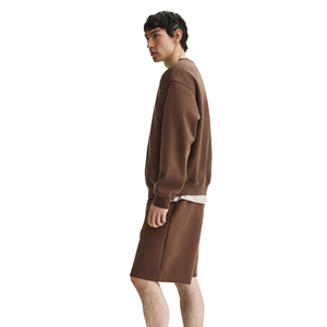 Ensemble sweat-shirt et short pour homme, col rond, couleur unie, style décontracté, automne, tricoté en French Terry, 100% coton. - Product Image 3