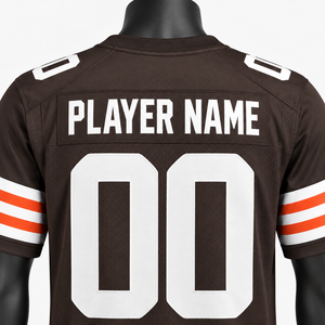 Custom American Football Jersey <b>Men's</b> <b>Brown</b> Mesh Strapless Short Sleeve Heat-Transfer Printing Team Name 00 Breathable Front - Product Image 4