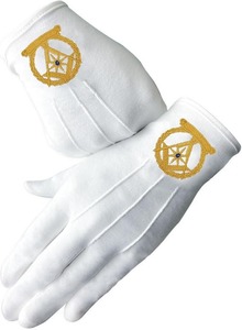 Freemason <b>White</b> Cotton Gloves Blue lodge square and compass with Machine Embroidered 100% Cotton Gloves, <b>White</b>. - Product Image 5