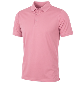 เสื้อโปโลผู้ชายสีชมพู แขนสั้น ผ้าปิเก้ สีพื้น ดีไซน์ลำลอง ทรงปกติ ติดกระดุมด้านหน้า - Product Image 1