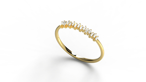 18K Gold Minimalist Staggered Baguette Diamond <b>Ring</b> For Women Dainty Half Eternity <b>Stacking</b> Band Fine Jewelry for Women - Product Image 2