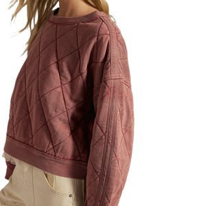 Sudadera de algodón acolchada para mujer, cuello redondo, premium, de invierno, manga larga, gruesa, tipo jersey, con capucha, OEM, bordada - Product Image 5