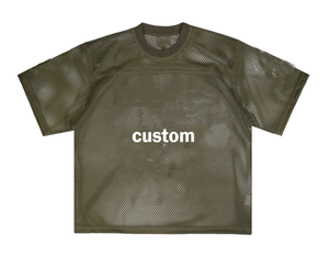 เสื้อเจอร์ซีย์ฟุตบอลตาข่ายสีดำทรงโอเวอร์ไซส์สำหรับผู้ชาย พิมพ์โลโก้ได้ตามต้องการ ไหล่ตก ระบายอากาศได้ดี สไตล์สตรีทแวร์ เสื้อยืดตาข่ายเปล่า - Product Image 2