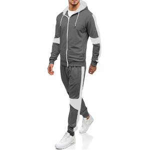 Conjunto Deportivo para Hombre en Gris y Negro con Bloques de Color, 100% Algodón, Diseño 2 en 1, Sudadera con Capucha y Cremallera de Manga Larga, Bolsillos Laterales, Estilo Casual - Product Image 5