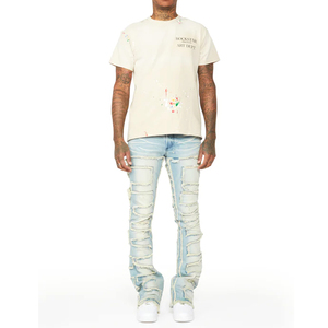 Pantalon de jogging unisexe personnalisé en velours côtelé empilé et vieilli, respirant, noir, décontracté, non tissé, 100 % coton, écologique - Product Image 2