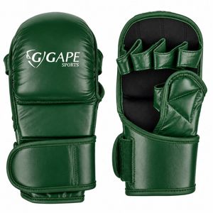 ถุงมือ MMA แบบกำหนดเอง หนัง PU ฝ่ามือเปิด สำหรับฝึกซ้อมต่อสู้ ศิลปะการต่อสู้ อุปกรณ์กราปลิง สีเขียวฟอเรสต์ - Product Image 1