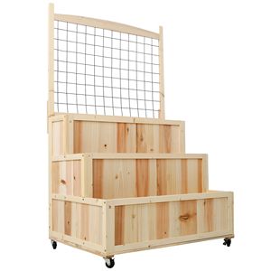 Fioriera Verticale da 53 Pollici con Traliccio e Area di Stoccaggio Posteriore, Letto da Giardino Rialzato a 3 Livelli con Ruote per Fiori e Verdure - Product Image 3