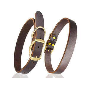 Colliers pour chiens en cuir véritable, prix de gros d'usine, collier pour chien en cuir véritable réglable, personnalisé avec logo, luxe - Product Image 2