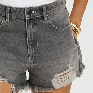 Shorts en jean taille mi-haute pour femme, style vintage avec boutons et ceinture, décontractés, respirants, coupe skinny, pour l'été – Nouveauté très prisée - Product Image 4