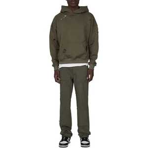 ผู้ผลิตเสื้อฮู้ดดี้ผู้ชายแบบหนาสไตล์ดิสเทรส |   ผ้าฝ้ายพรีเมียม - Product Image 6