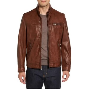 Factory Made Coated Woven Men's Genuine <b>Leather</b> Varsity <b>Jackets</b> Breathable Stand Collar Vintage Hooded Cow Skin Streetwear - Product Image 1