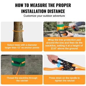Set completo di Kit Slackline per allenamento facile da 60 piedi per bambini adulti include protezioni per alberi Trainer per il braccio con agilità di velocità - Product Image 6