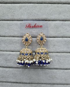 Elegantes Pendientes Jhumka Color Rosa Bebé Chapados en Oro, Pendientes Jhumki Tradicionales Indios con Perlas Incrustadas en Kundan para Mujer, Joyería Étnica - Product Image 5