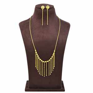 Conjunto de Collar y Pendientes de Latón con Baño de Oro de 14K, 18K, 24K y Diseño Floral para Mujer, con Borlas de Cadena, Ideal para Bodas - Venta al por Mayor - Product Image 2