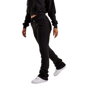 กางเกงสตรีทแวร์ทรงสลิม ผ้าฝ้าย 100% สกรีนโลโก้ได้ กางเกงวอร์มขาบานแบบดิสเทรส ราคาขายส่งสำหรับสาวๆ - Product Image 2