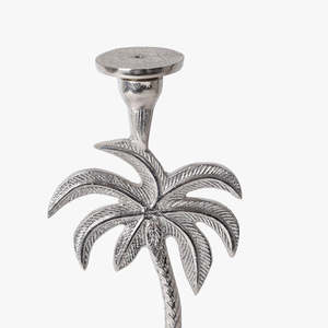 Portavelas de Aluminio Plateado con Base de Mármol Blanco, Soporte de Metal Tropical para Velas, Adorno Decorativo para Mesa de Estilo Costero - Product Image 5