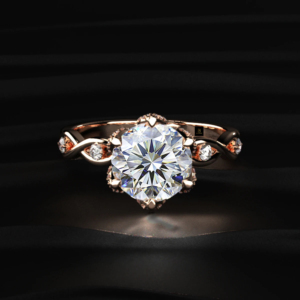 แหวนทรงกลมประดับเพชรแบบ Pave Prongs ดีไซน์ดอกไม้ พร้อมก้านแหวนแบบเกลียว ประดับเพชรเม็ดใหญ่ 2 กะรัต และเพชรเม็ดเล็ก 0.30 กะรัต รวมน้ำหนัก 2 กะรัต - Product Image 4