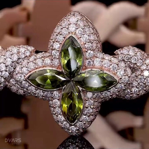 Marquise Cut Green Peridot Four Leaf Clover <b>Bracelet</b> <b>Infinity</b> Link <b>Bracelet</b> Passes Diamond Tester Shamrock Lucky Spring Jewelry - Product Image 5