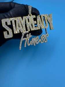 จี้เพชรโมอิสซาไนต์ VVS รูปตัวอักษร ชุบทองคำขาว 925 ประดับเพชรเต็มตัว จี้ฮิปฮอป ผ่านการทดสอบเพชร - Product Image 3