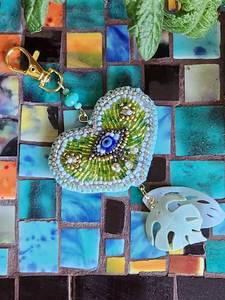 Elegant Handmade Embroidered Beaded <b>Keychain</b> Stylish Purse Charm Key Holder Gift - Product Image 4
