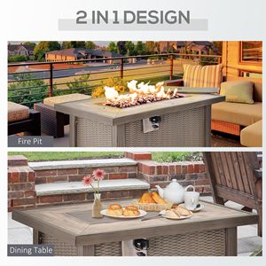 Tavolo con Braciere a Propano 30.000 BTU, Accensione Automatica, Effetto Vimini 42 Pollici, Tavolo Rettangolare con Braciere a Gas per Esterni, Coperchio in Ceramica Decorativo - Product Image 4