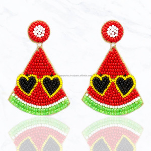 Pendientes de aro de corazón a cuadros rosas hechos a mano, joyería de moda ligera bonita para regalo de fiesta Unisex - Product Image 6