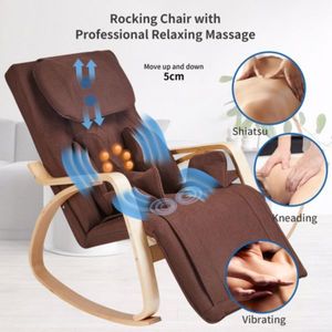 Comoda Poltrona a Dondolo Marrone con Funzione Massaggio Completo e Cuscino in Tessuto PU con Pressione d'Aria per il Relax delle Gambe - Product Image 2