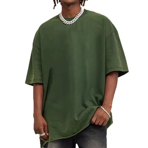 Men's Minimalist <b>Tshirt</b> 100% Cotton Oversized Drop Shoulder Vintage Wash Streetwear Custom logo Desgin Blank t Shirt for Men - Product Image 1