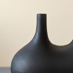 Modern Double Neck <b>Matte</b> Black Metal Flower Vase Unique U-Shaped Handcrafted Home Decor <b>Table</b> Centerpiece Single Unit Only - Product Image 6