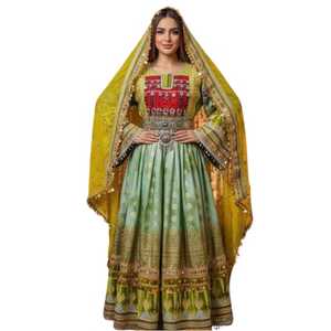 Traje de 3 Piezas con Bordado de Encaje Profesional, Nuevo Estilo, Vestido Afgano Kuchi para Mujeres Musulmanas, Ideal para Bodas y Fiestas - Product Image 1