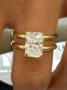 Gorgeous Lab Grown 5.01CT VS1 Radiant Cut Diamond Dual Band Ring For Women's 18K Solid Gold Wedding Party Gift For <b>Girlfriends</b> - Product Image 1