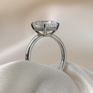 Bague de fiançailles en diamant de laboratoire taille coussin, clarté VVS, certifiée IGI, halo caché, bijoux pour femme - Product Image 3