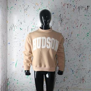 SAND <b>Mock</b> <b>Neck</b> Sweatshirt 100% WHITE Applique Embroidery wide <b>neck</b> Sweatshirt Finer Threads - Product Image 5