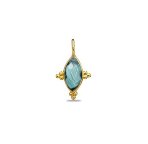 Pendentif en or plaqué avec pierre précieuse aquamarine marquise |   Bijoux en laiton doré |   Composants de bijoux faits à la main en gros - Product Image 1