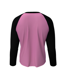 Maillot de baseball rose pour homme, vierge, rose néon vif, à rayures fines, en maille, manches raglan, col en V, sportif, infroissable, en Spandex - Product Image 2