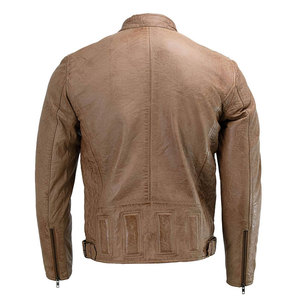 <b>Men's</b> Waterproof Stand Collar Zipper Closure Casual PU Fabric <b>Leather</b> <b>Jacket</b> - Product Image 2