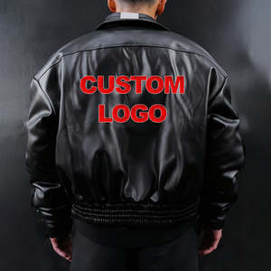 Men's custom embroidery leather varsity jacket chenille logo <b>button</b> and zip up PU varsity jacket street wear design - Product Image 2