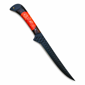 มีดแล่เนื้อทำมือ Edge Master ผลิตจากเหล็กกล้าไร้สนิม ด้ามไม้ผสมเรซิ่น พร้อมปลอกหนัง ดีไซน์ทันสมัย ใช้กับเครื่องล้างจานได้ - Product Image 1