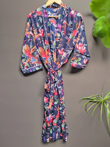 Bata Kimono con Estampado de Dibujos Animados para Mujer, de Algodón Suave y Transpirable, Camisón de Verano Hecho a Mano, ODM, Cuello en V, Cintura Elástica, Largo Completo/Hasta la Rodilla - Product Image 5