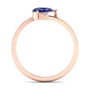 Bagues solitaires REYES en or rose 14 carats avec saphir bleu taille poire 0,75 carat et moissanite pour femme – Prix de gros - Product Image 4