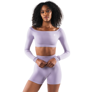 Top Corto Deportivo sin Costuras para Mujer, Hombros Descubiertos, Manga Larga, Estilo Aquari SE, Ajuste Elástico, Tela Suave, Ropa Deportiva - Product Image 1