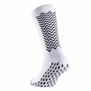 Chaussettes de sport blanches mi-hautes avec motif géométrique noir en tricot jacquard respirant pour adultes - Product Image 5