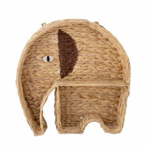 Cute <b>elephant</b> water hyacinth wall shelf kid handwoven rattan wicker shelves nursery toy organizer storage basket <b>decor</b> wholesale - Product Image 1