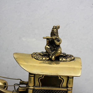 งานฝีมือทองเหลือง นิรมลา งานฝีมืออินเดีย งานแฮนด์เมด รูปปั้นรถม้าลาประดับด้วยหินหลายชนิด จากราชสถาน ขายส่ง ของตกแต่งโต๊ะ - Product Image 2