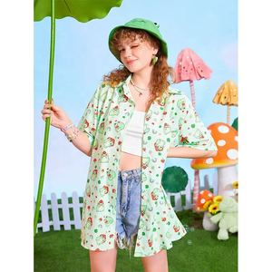 Camisa de Playa Personalizada, Holgada, con Botones y Cuello, Camisa Hawaiana para Mujer - Product Image 1